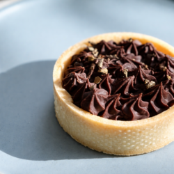 A plate of Salted Caramel Choc Tart
