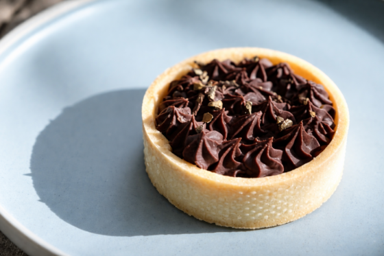 A plate of Salted Caramel Choc Tart